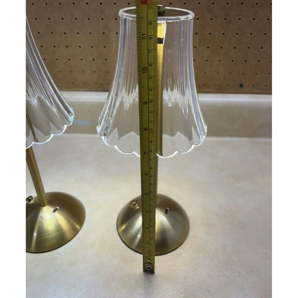 Two Small USB Touch Lamps Gold Brass Cute